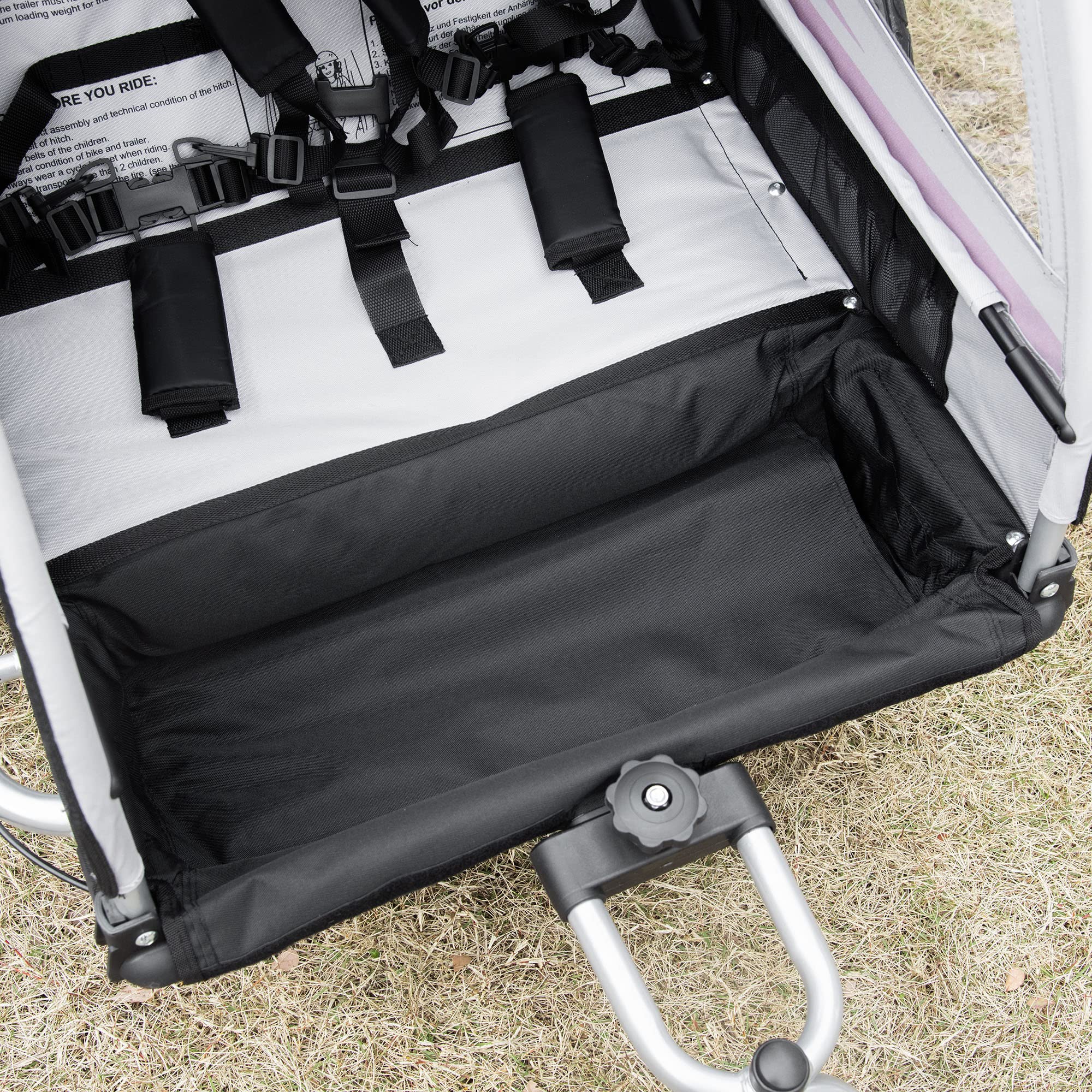 HOMCOM 2 in 1 Kinderanhänger klappbar Fahrradanhänger mit abnehmbarem Vorderrad, Hinterradbremsen, Kinderfahrradanhänger für 2 Kinder ab 18 Monate, bis 26,4 kg belastbar, Rot