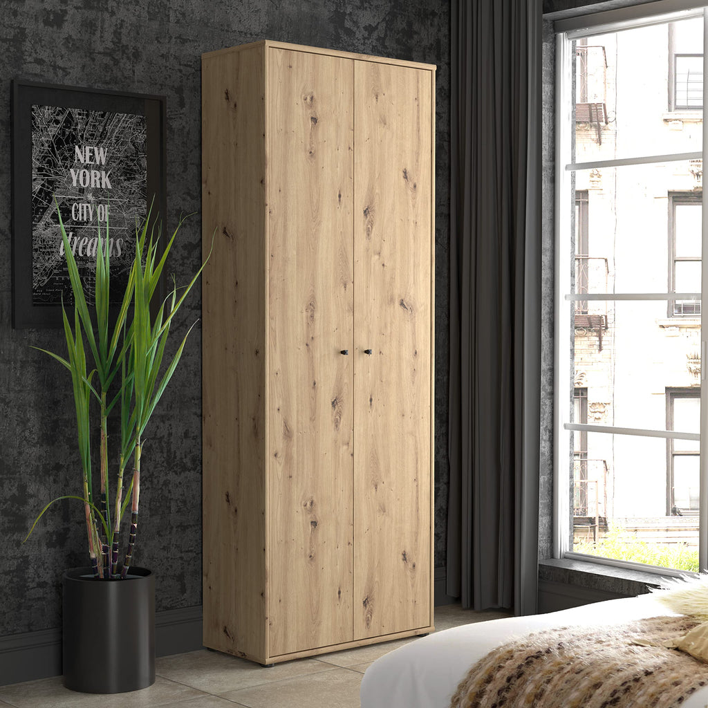 FORTE TEMPRA 2 Schrank 70 80, 2-türig, Mehrzweckschrank, Aktenschrank oder Büroschrank, Holz Dekor Artisan Eiche, Holzwerkstoff, 73.7 cm breit x 197.5 cm hoch x 34.8 cm tief