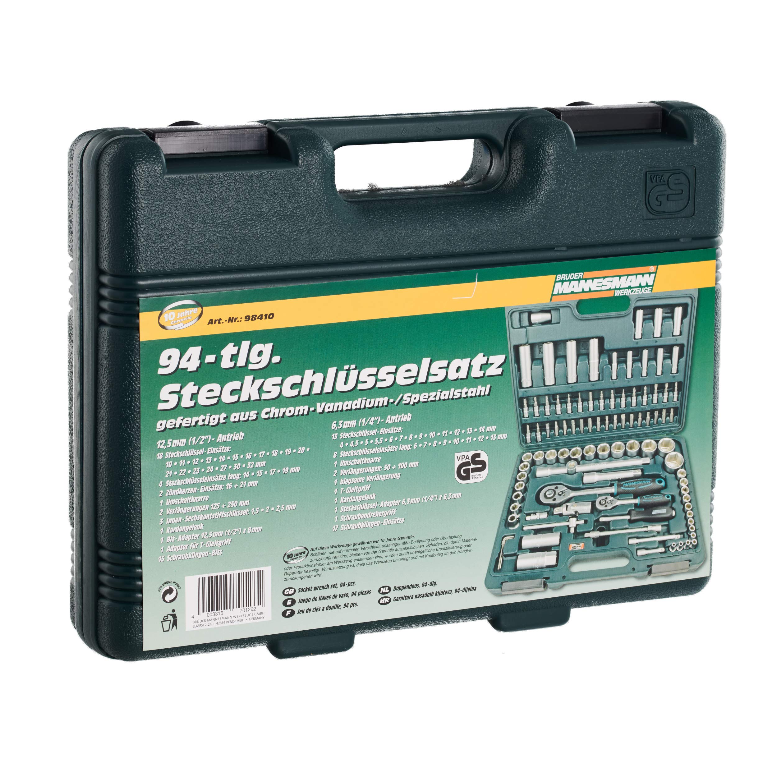 Mannesmann Allround M98410 Steckschlüsselsatz 94 tlg., 37,5 x 29 x 7 cm