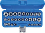 BGS 70099 | Steckschlüssel-Einsatz-Satz, E-Profil | Antrieb Innenvierkant 6,3 mm (1/4")/12,5 mm (1/2") | SW E4-E24 | 28-tlg.