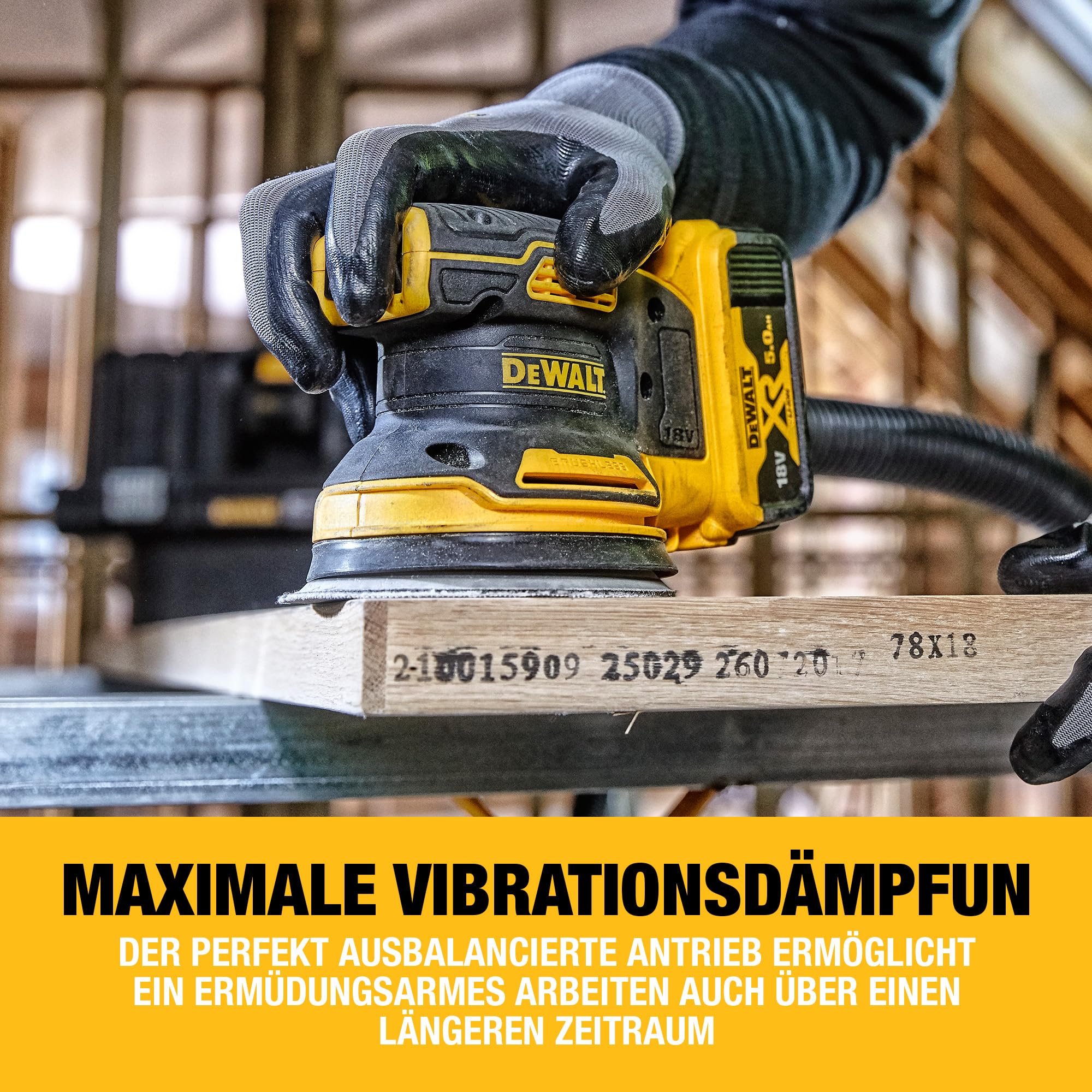 DEWALT 18 Volt Akku-Exzenterschleifer (Schleifpapier-ø: 125 mm, elektronische Drehzahlregulierung, Staubschutz für Getriebe und Schalter, mit Klettfix-System, ohne Akku und Ladegerät), DCW210N