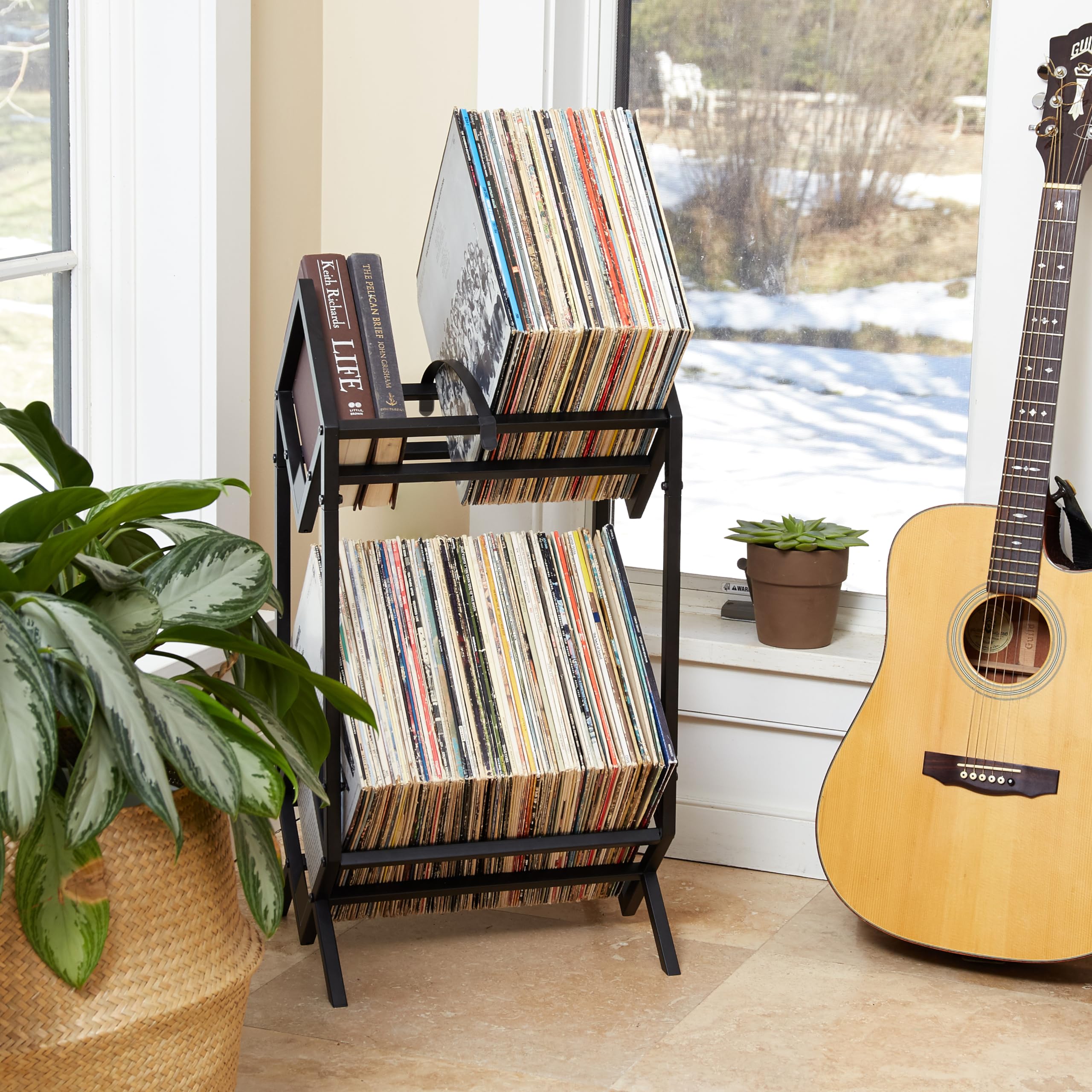 MODERN VINYL Schallplattenhalter – mattschwarzes Metall – 160–200 LP Aufbewahrung – einfache, schnelle Montage – Vinyl-Display, Aufbewahrung – High-End-Design – schützt Vinyl – Organisieren von Alben