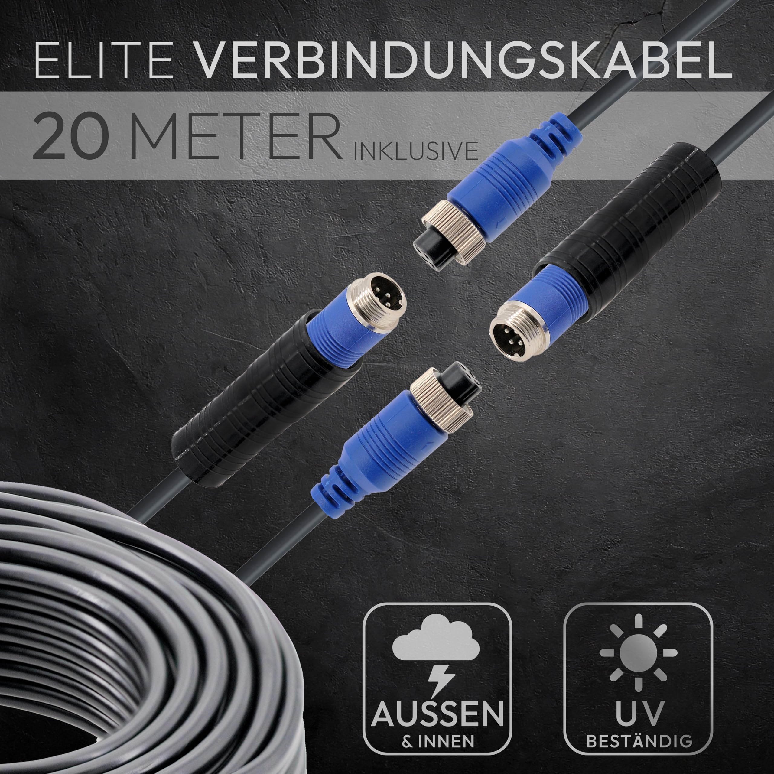 VSG24 Rückfahrkamera 7" Camper-Set inkl. Kamera, Monitor, Kabel - Wasserdicht Nachtsicht 12V-24V Einfache Montage/Robustes Rückfahrsystem für Auto Wohnwagen LKW Anhänger Wohnmobile Einparkhilfe