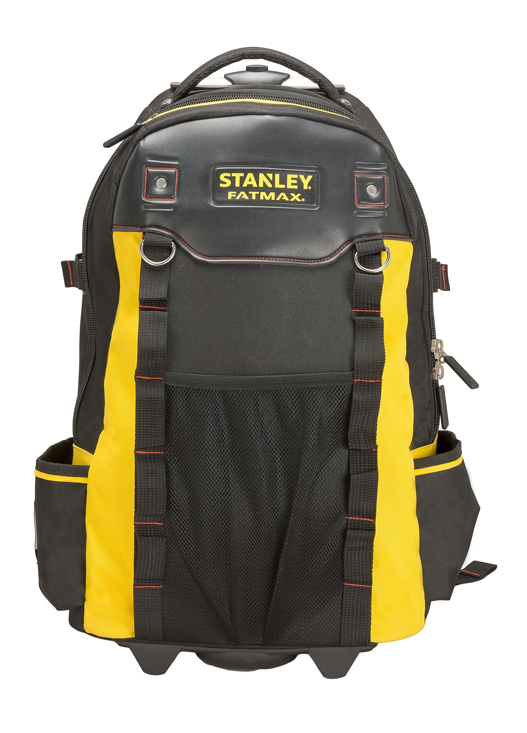 STANLEY FATMAX Arbeitsrucksack Werkzeugrucksack mit wasserdichtem Kunststoffboden, atmungsaktive Polsterung, stabiler Teleskopgriff, robustes 600 Denier Nylon, 36 x 23 x 54 cm, Schwarz, 1-79-215