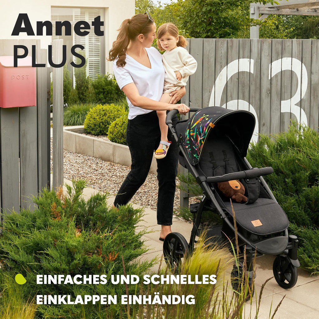 LIONELO Annet Buggy bis 22 kg mit Liegefunktion, Kinderwagen klein zusammenklappbar mit Zubehör, Eva-Schaum-Räder, Moskitonetz, Fußdecke Getränkehalter, Korb