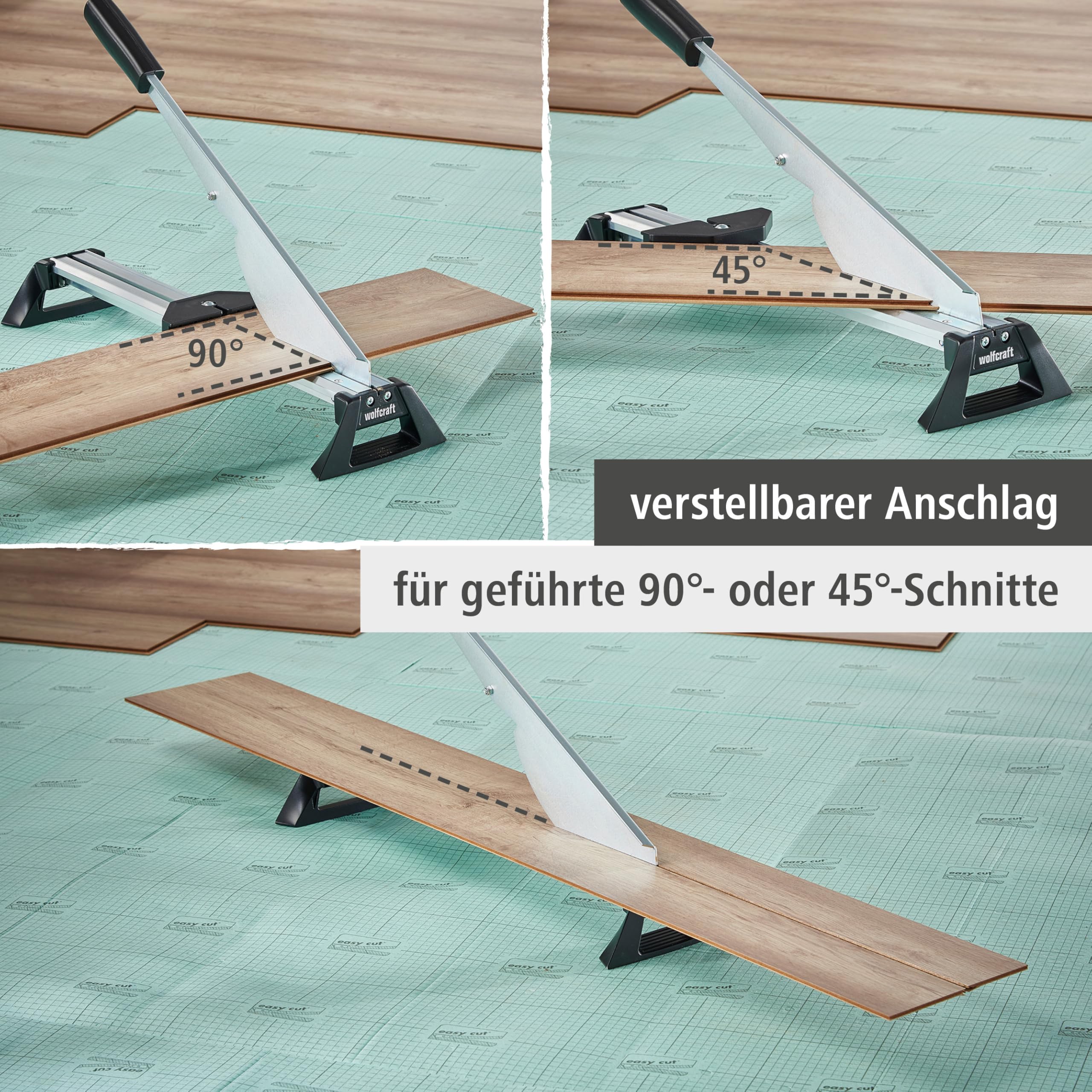 Wolfcraft 6937000 Laminatschneider LC 600 | Schneidegerät für Laminat von bis zu 46,5 cm Breite | Max. Schnittstärke: 11 mm | Ideal für Standard-Verlegearbeiten
