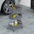 Simple Houseware Hochleistungs-Rollwagen mit 3 Ebenen aus Metall, Silber