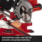 Einhell Akku-Zug-Kapp-Gehrungssäge TE-SM 36/210 Li-Solo Power X-Change (36 V, max. 65 mm x 310 mm Schnitttiefe/-breite, Ø 210 mm Sägeblatt, neigbarer Sägekopf, Laser, ohne Akku)