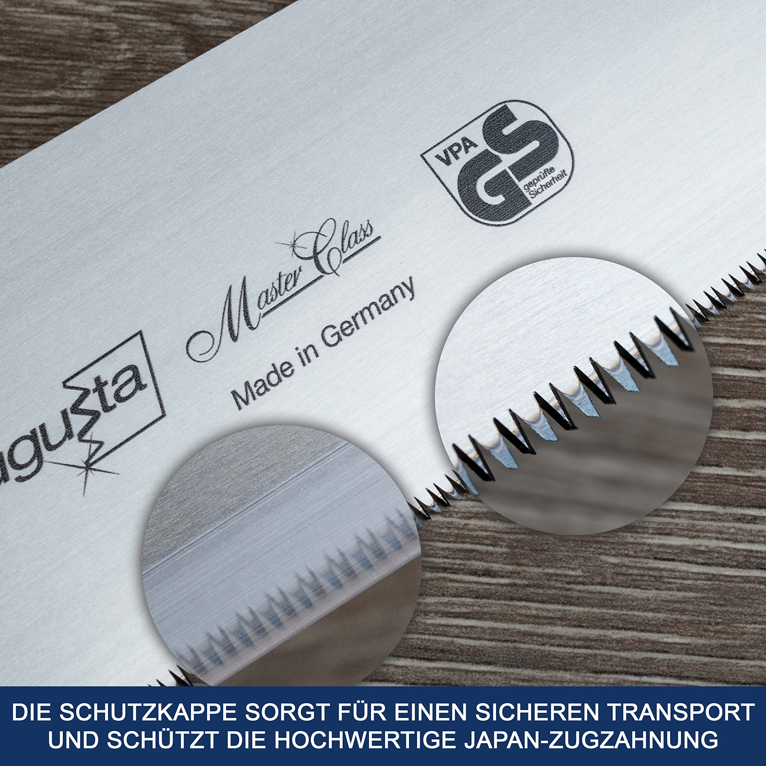 Augusta-Heckenrose Japansäge Kataba 270 mm I Traditionelle Säge aus Bandstahl C75 für Feinschnitte I Holzsäge mit verkürztem Stahlrücken & Bastgriff