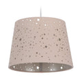 Relaxdays Kinderzimmerlampe Sterne, hängende Schirmlampe für Mädchen, Sternenhimmel Motiv, E27, runder Stoffschirm, rosa, 122 x 27 x 27 cm