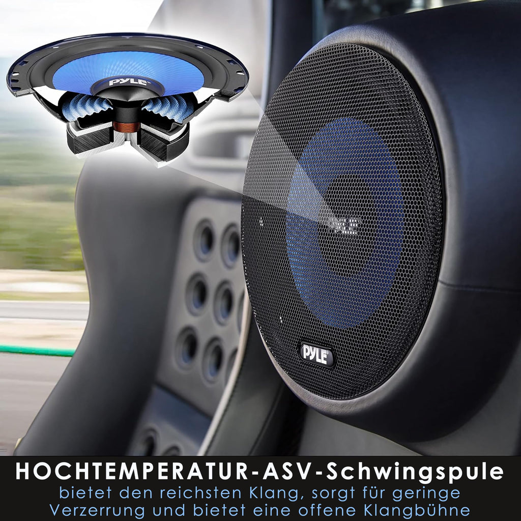 Pyle Auto Lautsprecher Set 15,2 cm x 20,3 cm, 3-Wege Lautsprecher Boxen, 360W, 91 dB, Einbaulautsprecher mit ASV-Spule, Autolautsprecher mit Piezo Hochtöner ¾" , Komplettset mit Installationszubehör