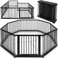 KIDUKU® 7,2 Meter Baby Laufgitter XXL klappbar inkl. Tür | Laufstall mit doppelter Sicherung | Absperrgitter für Kinder inkl. 8 Elementen | Krabbelgitter individuell formbar