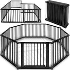 KIDUKU® 7,2 Meter Baby Laufgitter XXL klappbar inkl. Tür | Laufstall mit doppelter Sicherung | Absperrgitter für Kinder inkl. 8 Elementen | Krabbelgitter individuell formbar