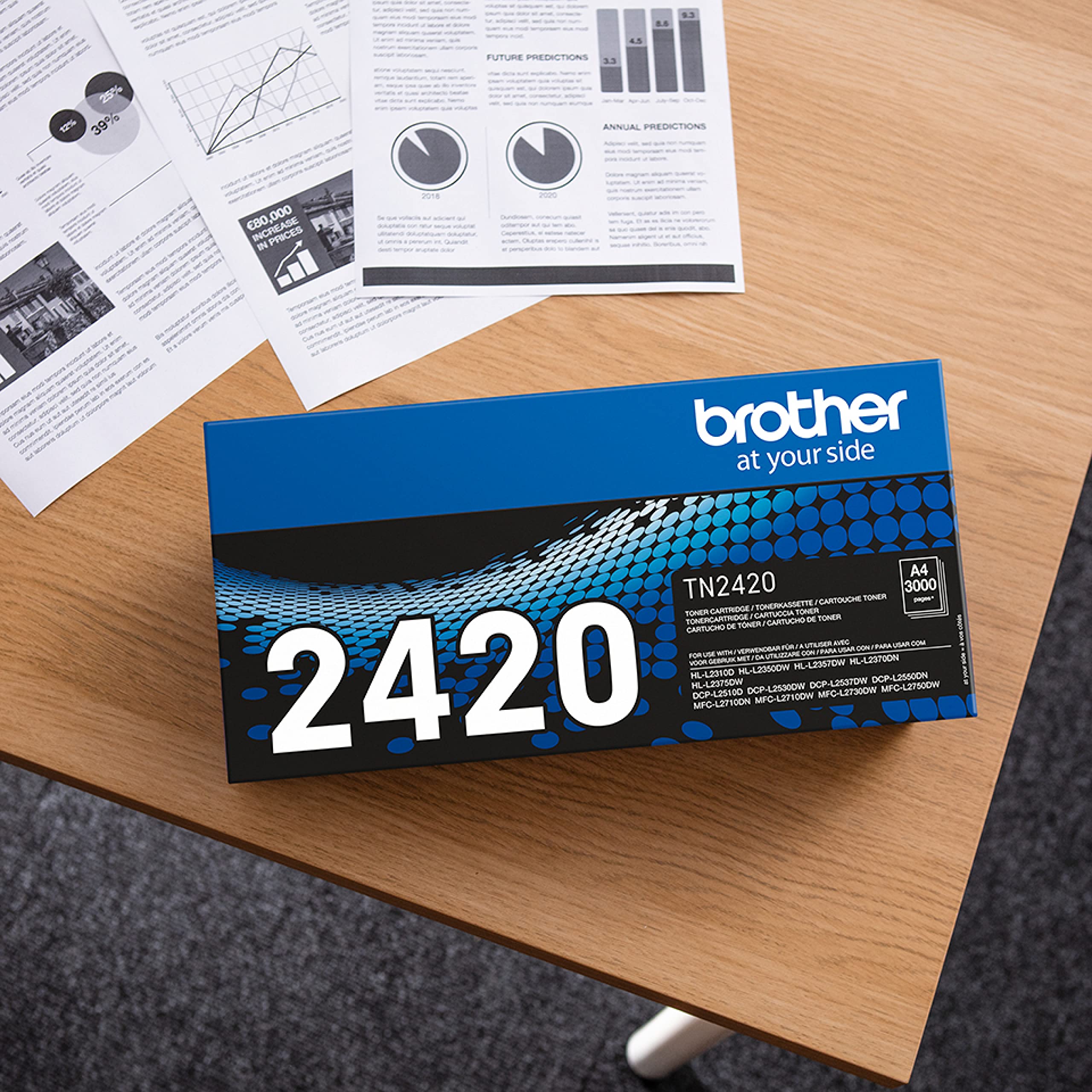 Brother BA77949 TN-2420 Tonerkartusche (für Brother HL-L2310D, HL-L2350DW, HL-L2370DN, HL-L2375DW, DCP-L2510D, DCP-L2530DW, DCP-L2550DN, MFC-L2710DN, MFC-L2710DW, MFC-L2730DW, MFC-L2750DW) schwarz, XL