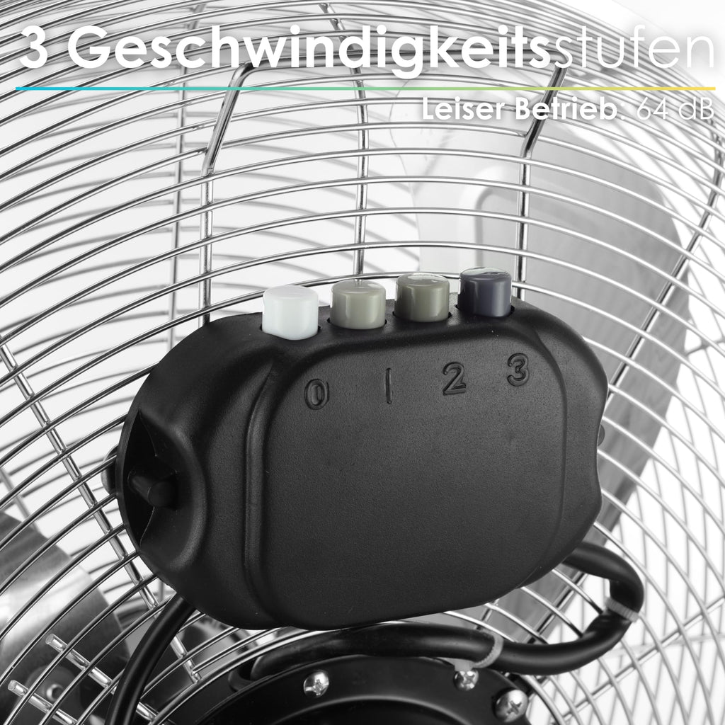 Echos Bodenventilator | Ø46 cm | 102 m³/min Luftdurchsatz | 1.250 U./min | 3 Geschwindigkeitsstufen | Power Windmaschine | Luftkühler | Standlüfter | Raumkühler | Ventilator (Vollmetall)