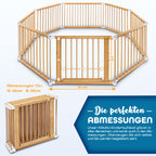 KIDUKU® 7,2 Meter Baby Laufgitter XXL klappbar inkl. Tür | Laufstall mit doppelter Sicherung | Absperrgitter für Kinder inkl. 8 Elementen | Krabbelgitter individuell formbar