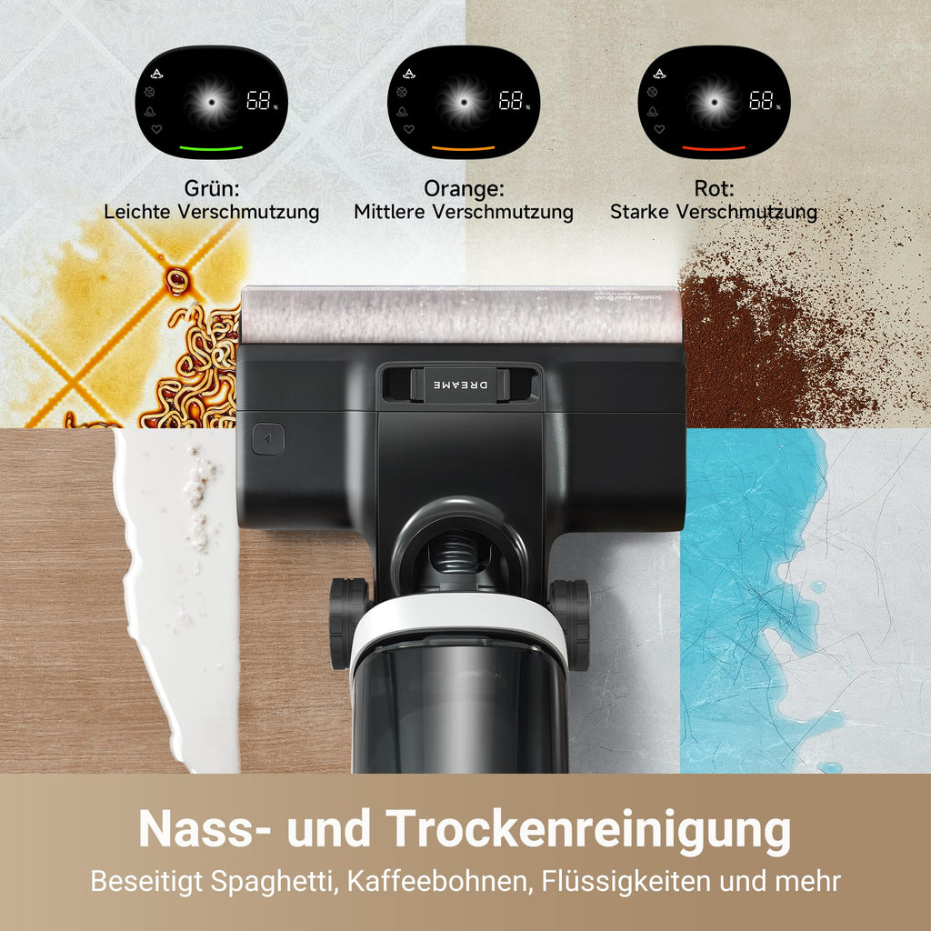 dreame H14 Pro Nass- und Trockensauger, 180° Lie-Flat, 60 °C Bürstenpflege, 5-min Trocknung, automatische Lösungsmittelverteilung, App-Steuerung, Doppelrotationsbürste, 18.000Pa Saugkraft, Doppelkante