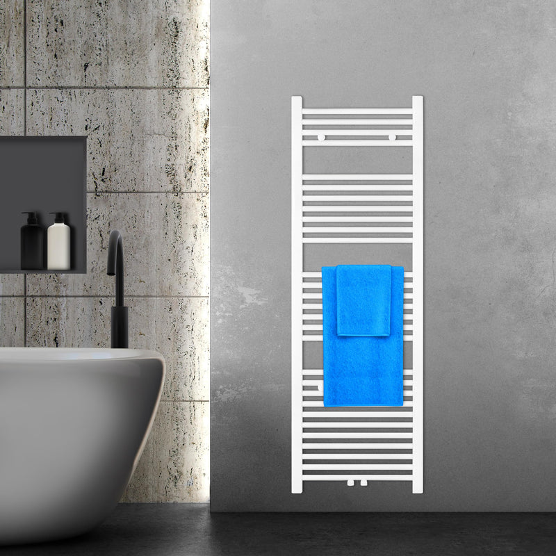 VILSTEIN® Badheizkörper [150x50cm] - Handtuchheizkörper Elektrisch Nutzbar - Handtuchtrockner Badezimmer - Handtuch Heizkörper Bad mit Seitenanschluss - Handtuchheizung - Wandheizkörper (Weiß)