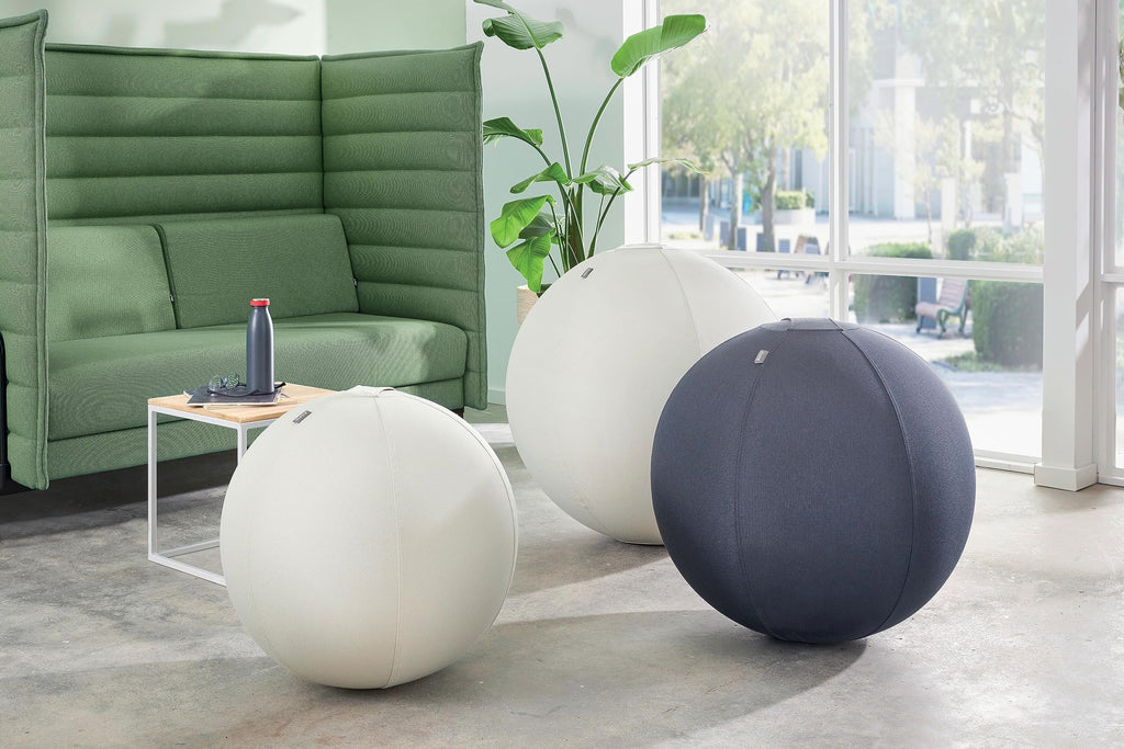 Leitz Ergo Active Sitzball mit Anti-Wegroll-Funktion, Ergonomische Alternative zum Bürostuhl, Gymnastikball, 65 cm Durchmesser, Stoffbezug, Für Büro oder Home Office, Ergo-Serie, Dunkelgrau, 65420089