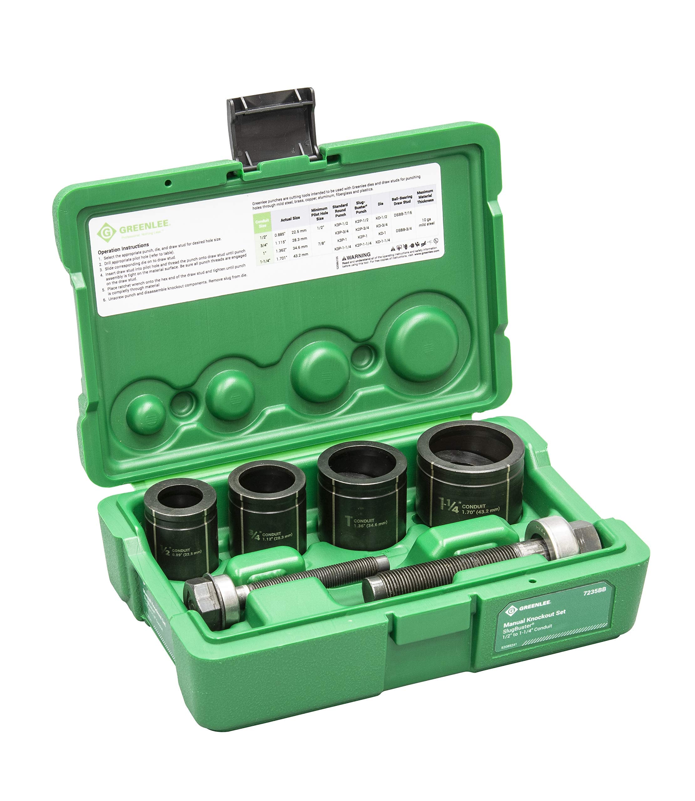 Greenlee 7235BB Knockout Punch Driver Kit, 1/2 1-1/4 Zoll