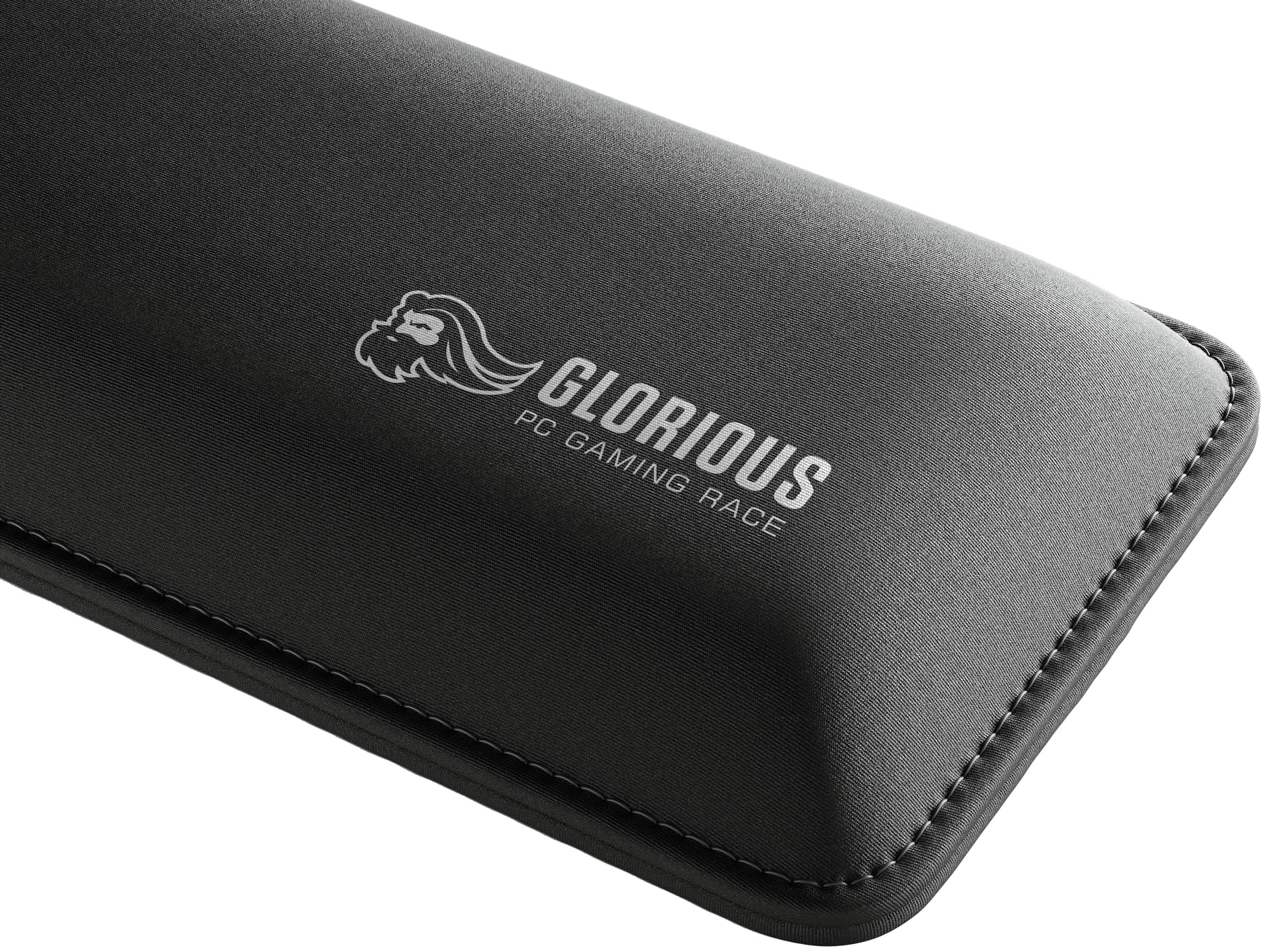 Glorious Gaming Padded Keyboard Wrist Rest (Full Size, 25 mm stark) - gesteppte Ränder, glatte Stoffoberfläche, rutschfeste Gummibasis, mittlere Festigkeit, 440 x 100 x 25 mm - Schwarz