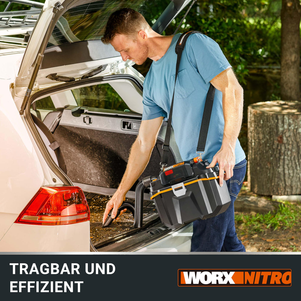 WORX WX031.9 Akku Nass-/Trockensauger - mobil und handlich - 20V - mit Fugendüse und Breitstrahldüse - ohne Akku und Ladegerät, Schwarz/Orange