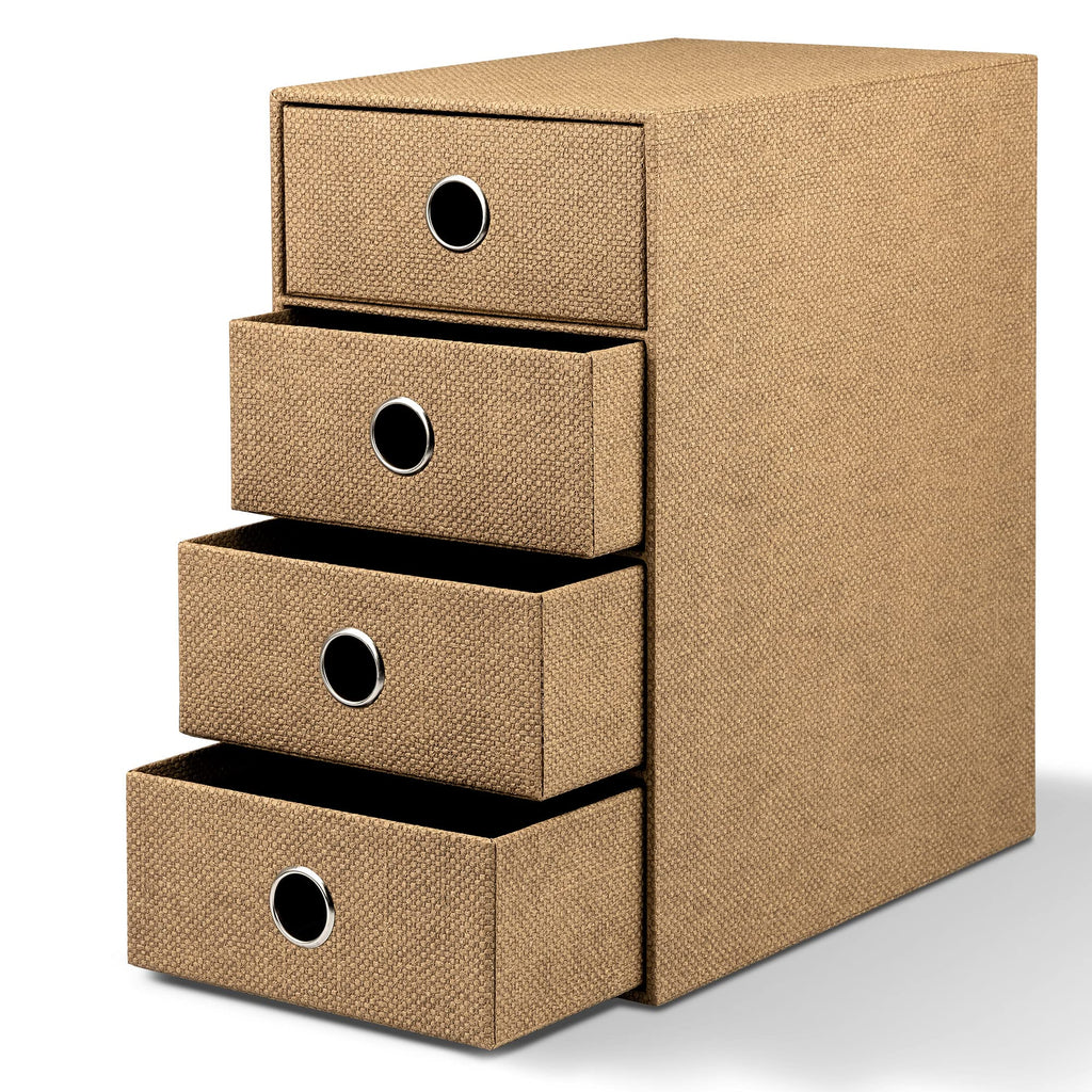 Rössler SOHO 4er Schubladenbox aus Papier | Büro Organizer Schreibtisch | Schubladen Organizer Büro Zubehör & Bürobedarf | Schreibtisch Organizer Box | 18 x 25 x 32 cm | 1 Stück | Farbe: Haselnuss