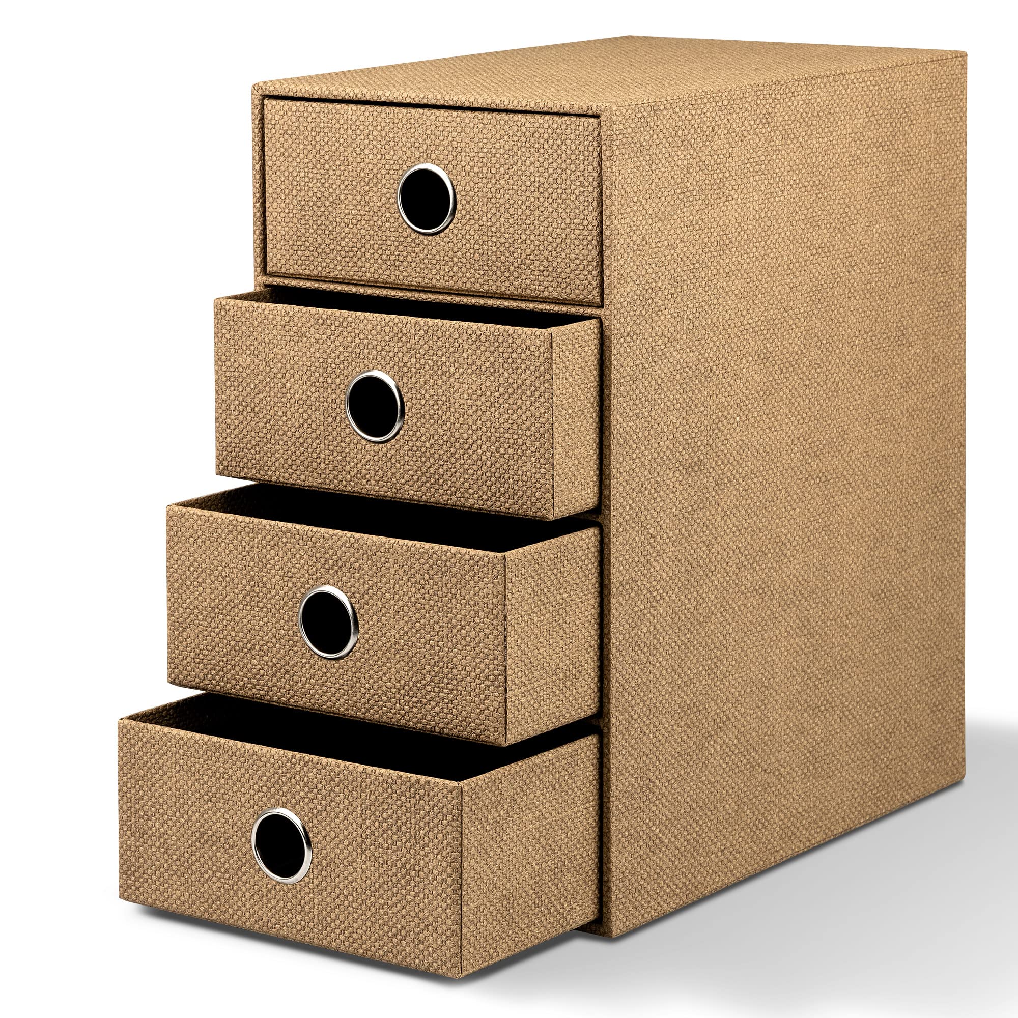 Rössler SOHO 4er Schubladenbox aus Papier | Büro Organizer Schreibtisch | Schubladen Organizer Büro Zubehör & Bürobedarf | Schreibtisch Organizer Box | 18 x 25 x 32 cm | 1 Stück | Farbe: Haselnuss