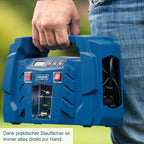 Scheppach Kompressor Airforce 5 mit digitaler Anzeige | 12V / 230V Anschluss für KFZ/Auto | tragbarer Kofferkompressor | 8bar Arbeitsdruck | 150W | Ansaugleistung 36,5 l/min | inkl. Zubehör