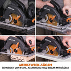 Evolution Handkreissäge R185CCSX Kreissäge Tauchsäge 1600W Inkl. Ø 185 mm HM-Sägeblatt Multi-Material-Schneiden Holz, Aluminium, Stahl, Kunststoff | Mit 3-teiliger 1020mm Mini-Schiene Führungsschiene