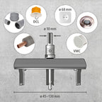 wolfcraft Lochsäge 5978000 – Verstellbarer Universal-Kreisschneider für den Akkuschrauber & die Bohrmaschine – Für Gipskartonplatten & Holz – Stufenlos einstellbar von ø 45-130mm