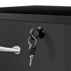 Yaheetech Rollcontainer, Aktenschrank, Büroschrank mit 5 Rollen, 3 Schubladen und 2 offenen Fächern, Industrie-Design, für Dokumente, Schwarz