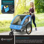 KESSER® Kinderfahrradanhänger Sport-RX 2in1 Jogger & Buggy 5-Punkt-Gurt Sicherheitsgurt 360° Vorderrad Kinderfahrradanhänger Reflektoren für 1-2 Kinder (max. 40 kg) Getränkehalter & Smartphonefach