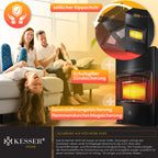 KESSER® 4200 Watt Keramik Piezo Gasheizer inkl. Gasdruckregler Gasschlauch + Schutzhülle, Gasheizofen Heizstrahler Gasheizgerät Infrarot Keramikbrenner, Butan- oder Propangasflaschen bis 15kg, Schwarz