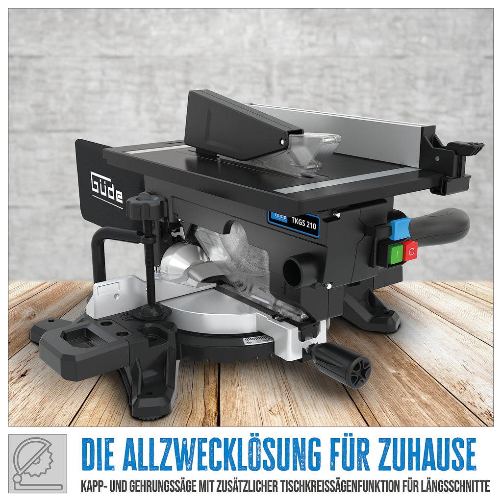 Güde 55270 Tisch- & Kappsäge TKGS 210 (2 in 1, Kapp- und Gehrungssäge & Tischkreissäge, 1500 Watt, 210 mm Sägeblatt, Laser)