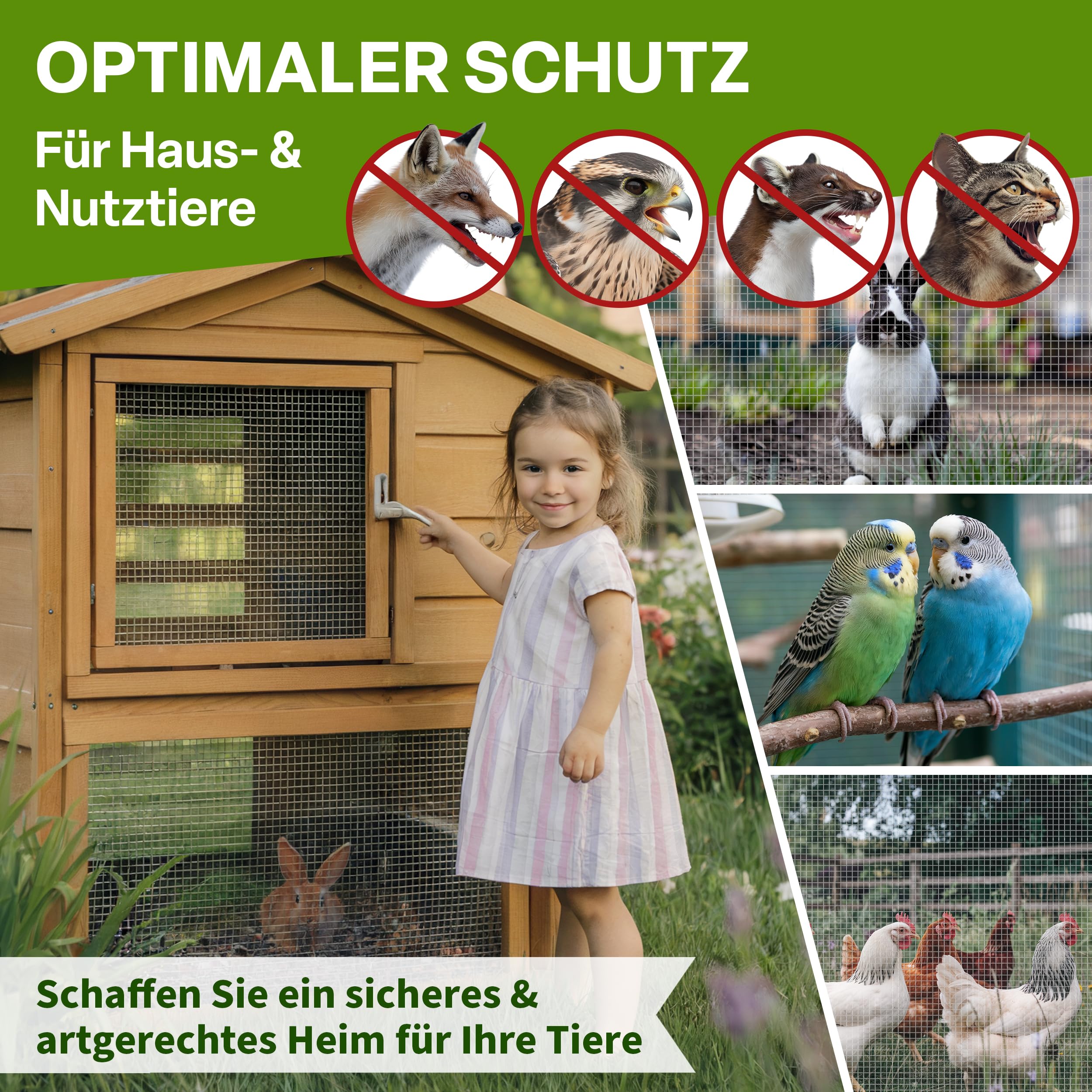 TTL GARDEN 1m x 10m Drahtgitter feinmaschig rostfrei verzinkt 6,3mm Masche 0,55 mm Draht Stärke - auf Rolle Maschendraht Volierendraht Hasendraht Wühlmausgitter 10m x 1m breit 6,3 mm Maschenweite