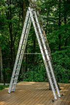 DRABEST Leiter PRO Serie Aluleiter 3-teilig Mehrzweckleiter 3x16 Stufen Leiter Multifunktionsleiter Kombileiter bis 150 kg Beslastbar - Arbeitshöhe 10,83 m - inkl. Eimerhaken