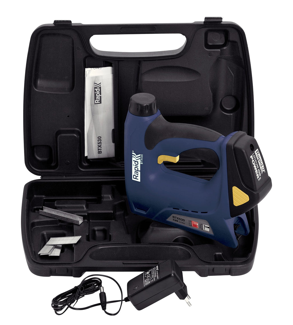 Rapid Akku Tacker BTX530, Hohe Leistung mit 7,2V Li-Ion Akku, für Klammern Typ 53, 6-14mm und Nägel Typ 8 (18Ga) 15mm