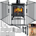 KESSER® Kaminschutzgitter mit Tür 600 cm Metall Ofenschutzgitter Laufgitter Laufstall Absperrgitter Tierschutzgitter Türschutzgitter für Kinder-Sicherung, 10-teilig Elemente (je 60 x 75 cm) Anthrazit