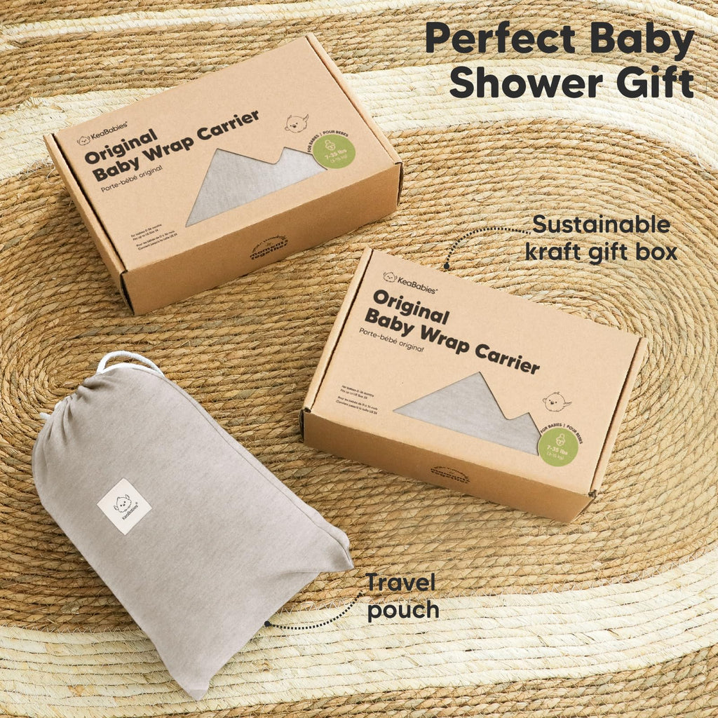 KeaBabies Babytrage Ab Geburt - Atmungsaktive Babytragetücher, Babytrage Neugeborene Ab Geburt, Babytuch Tragetuch Baby Neugeborene, Kleinkind Handfreie Baby Carrier (Stone Gray)