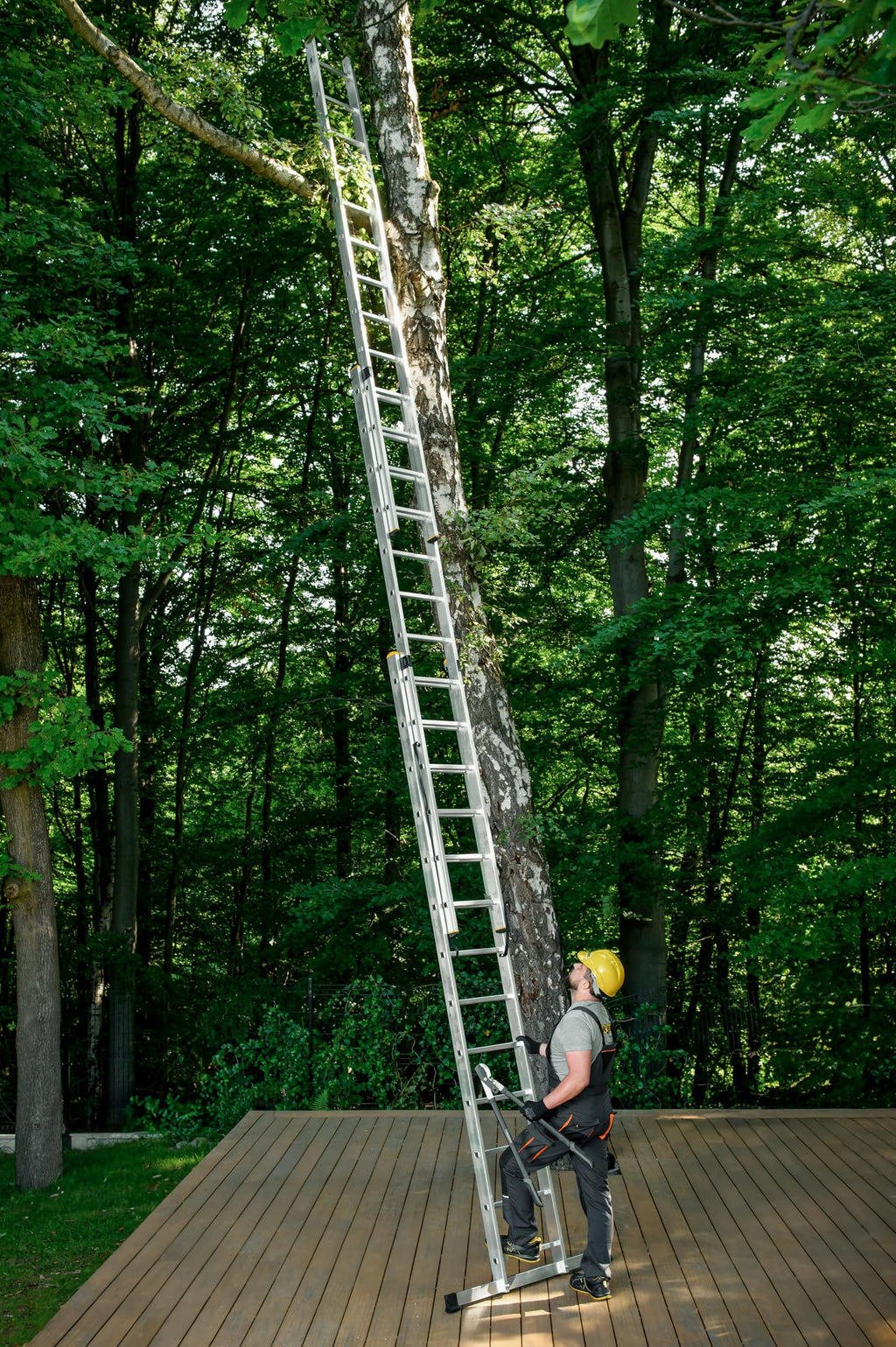 DRABEST Leiter PRO Serie Aluleiter 3-teilig Mehrzweckleiter 3x13 Stufen Leiter Multifunktionsleiter Kombileiter bis 150 kg Beslastbar - Arbeitshöhe 8,61 m - inkl. Eimerhaken