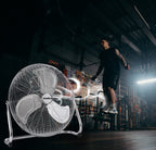 Senelux Bodenventilator - Chrome Gym Fan 30,5 cm Elektrischer tragbarer Lüfter für Zuhause/Fitnessstudio/Büro - 3 Geschwindigkeitsstufen mit Neigungsfunktion