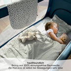 Alvi Reisebettmatratze Komfort 60x120 cm/Höhe 6 cm - Matratze für Baby Reisebett mit Baumwollbezug und Tasche, atmungsaktiv, waschbar, schadstoffgeprüft, Plüsch