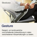 Steelcase Gesture Ergonomischer Bürostuhl mit 360° Armlehnen, 3D-Live Back Lumbalstütze, anpassbarer Kopfstütze Onyx Schwarz, 66 x 62.5 x 107