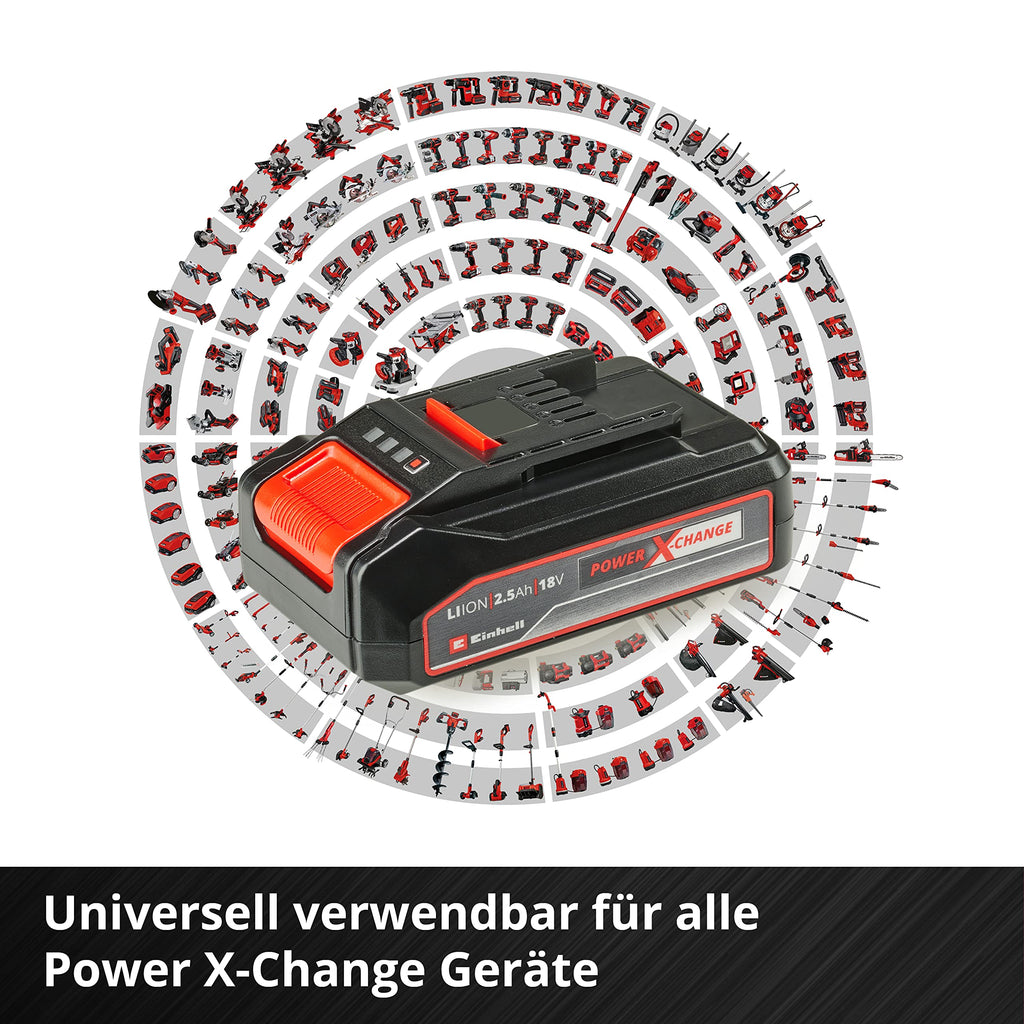 Original Einhell Starter Kit 2,5 Ah Akku und Ladegerät Power X-Change (Li-Ion, 18 V, 50 min Ladezeit, passend für alle Power X-Change Geräte)