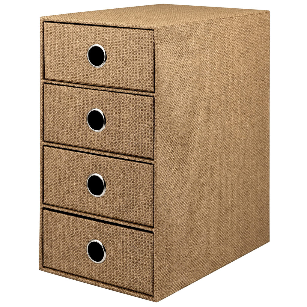 Rössler SOHO 4er Schubladenbox aus Papier | Büro Organizer Schreibtisch | Schubladen Organizer Büro Zubehör & Bürobedarf | Schreibtisch Organizer Box | 18 x 25 x 32 cm | 1 Stück | Farbe: Haselnuss