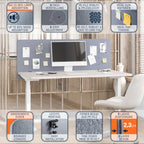 RICOO ZAP1680-G Akustik Trennwand Schreibtisch 160 x 80cm Sichtschutz Schreibtisch Trennwand Filz Pinnwand Grau Geräuschdämmung Akustik Diffusor Schallschutz Büro Tischtrennwand mit Tischklemme
