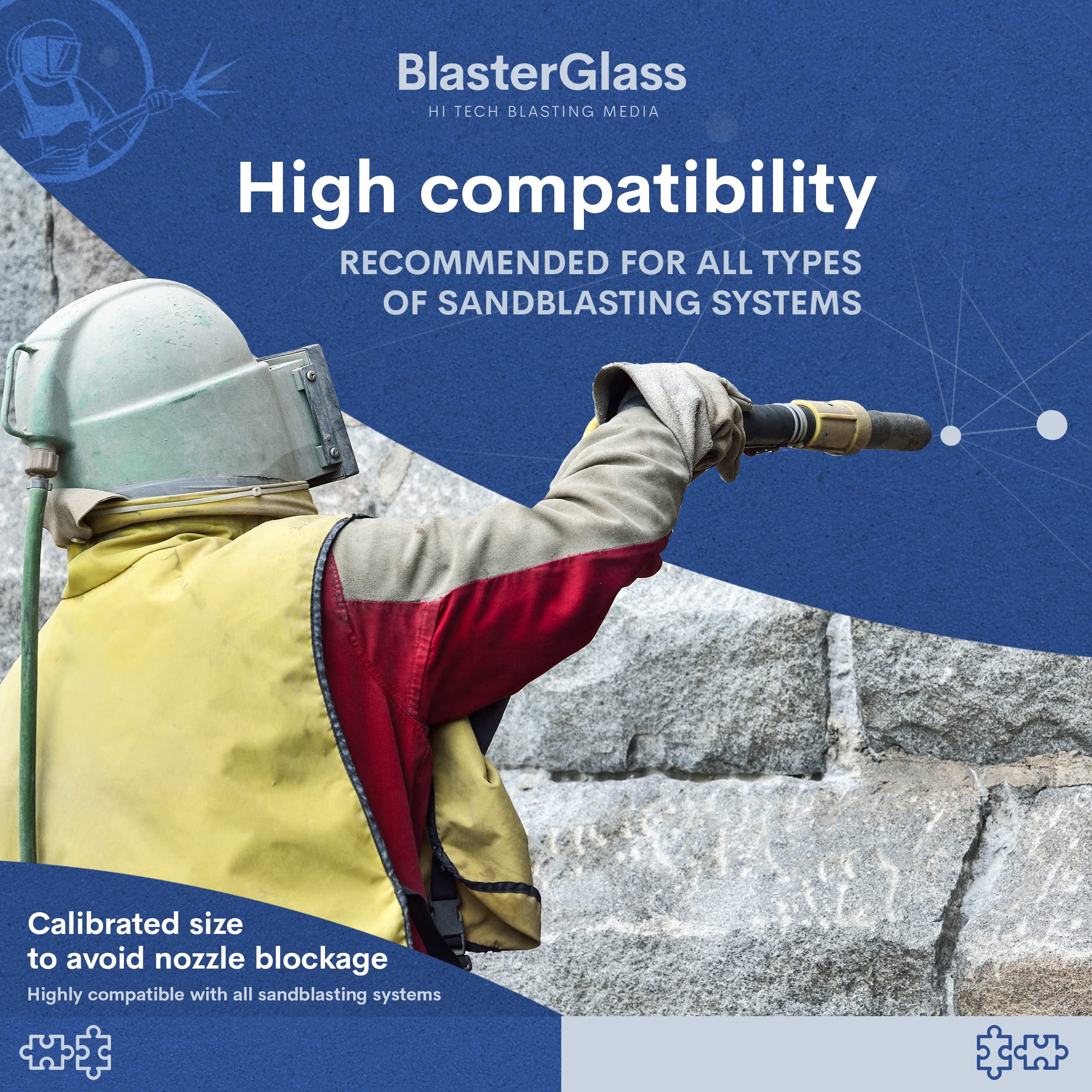 BlasterGlass Hi-Tech 40-60 Abrasive Strahlmittel für Strahlkabinen und Sandstrahlpistolen 10 kg