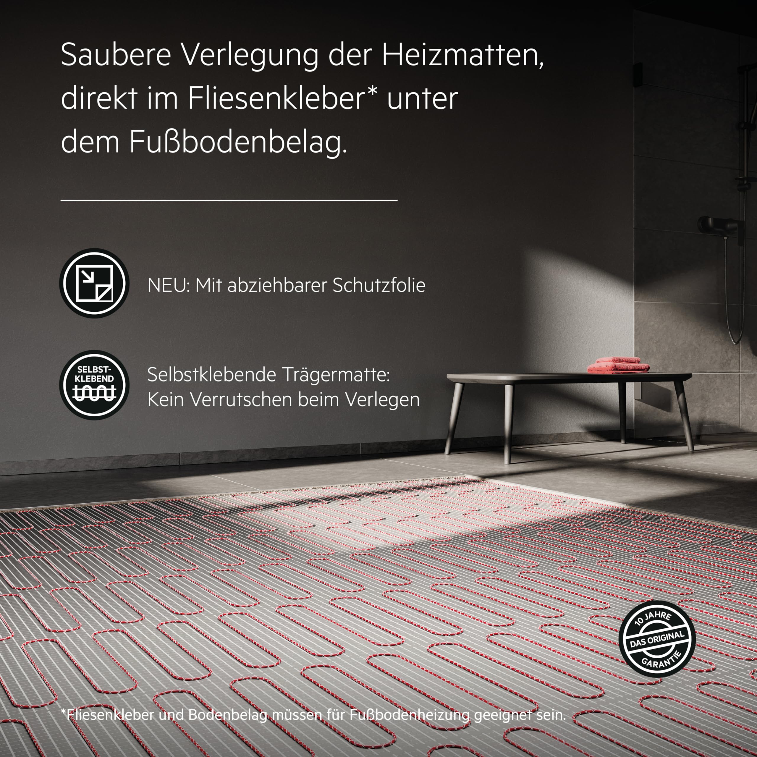 AEG elektrische Fußbodenheizung, Komplettset 5 m², 200 W/m², Comfort Turbo Thermo Boden TBS TC 200/5 Set Plus, 205822