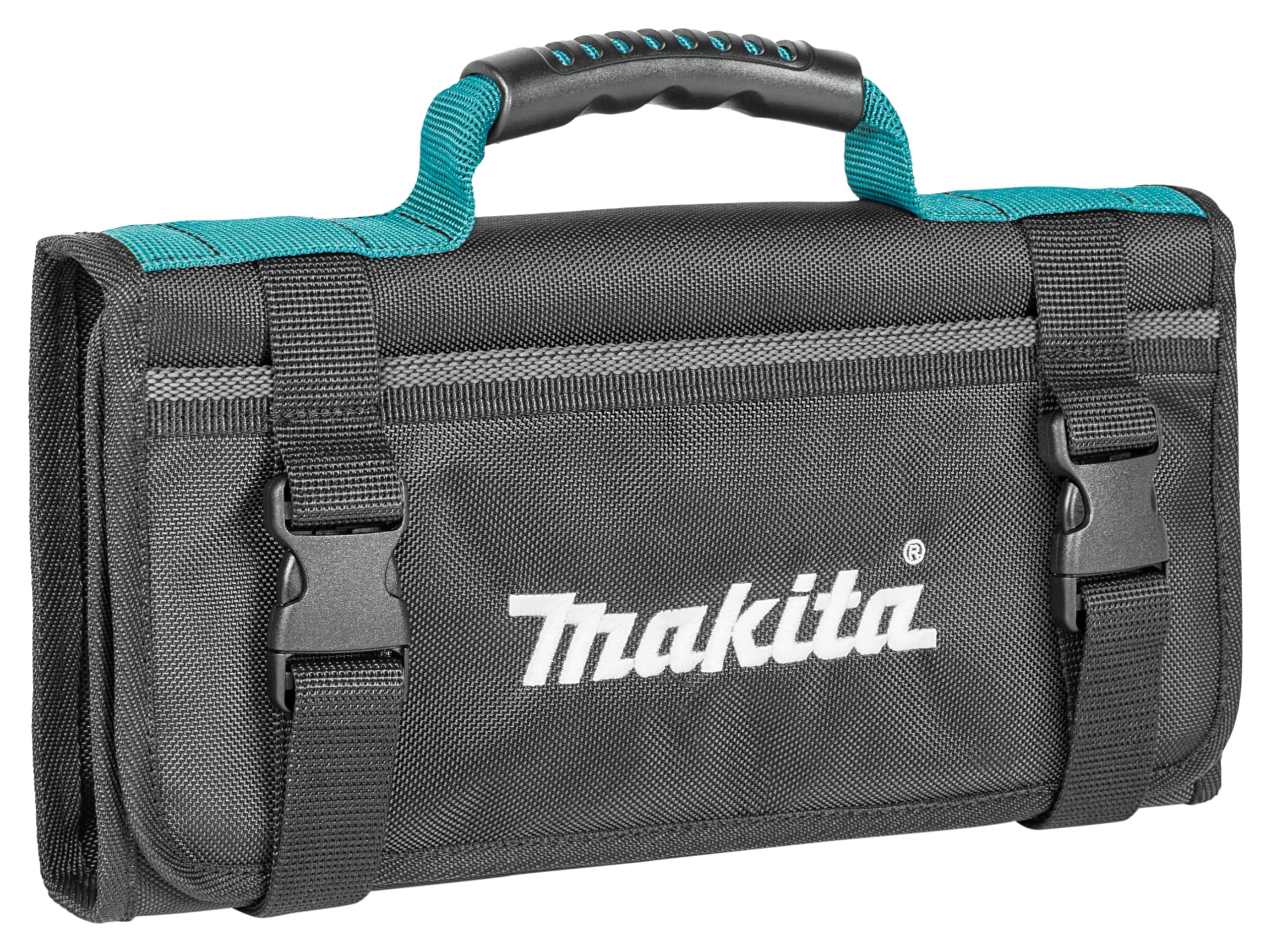 Makita E-15506 Werkzeug-Wickeltasche, klein und praktisch verstaubar, mit Tragegriff, Platz für eine Vielzahl von Handwerkzeugen, mit Schnellverschlussclipsen, Polyester, 350 x 45 x 195 mm (LxBxH)